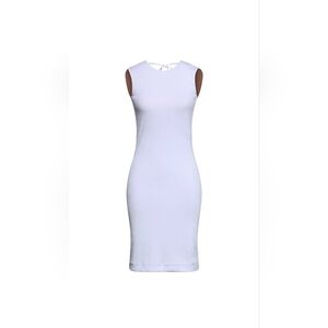 Fisico White Sleeveless Sheer Ribbed Midi Dress